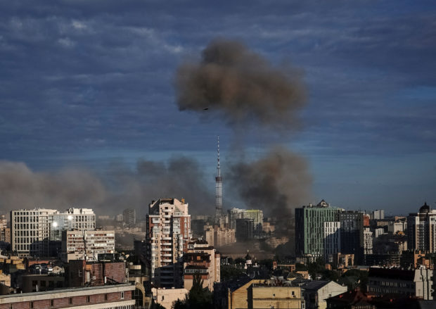 FILE PHOTO: Smoke rises after a missile strike, as Russia's attack on Ukraine continues, in Kyiv, Ukraine June 26, 2022. REUTERS/Anna Voitenko