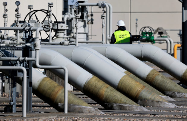 FILE PHOTO: Pipes at the landfall facilities of the 'Nord Stream 1' gas pipeline are pictured in Lubmin, Germany, March 8, 2022. REUTERS/Hannibal Hanschke//File Photo