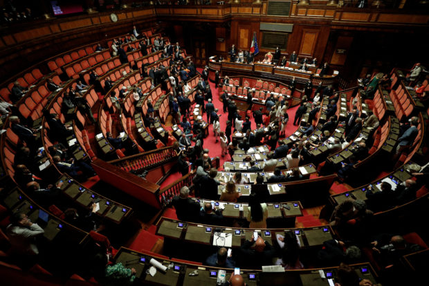 FILE PHOTO: General view of the Senate during a confidence vote for the government after Italian Prime Minister Mario Draghi tendered his resignation last week in the wake of a mutiny by a coalition partner, in Rome, Italy July 20, 2022. REUTERS/Guglielmo Mangiapane