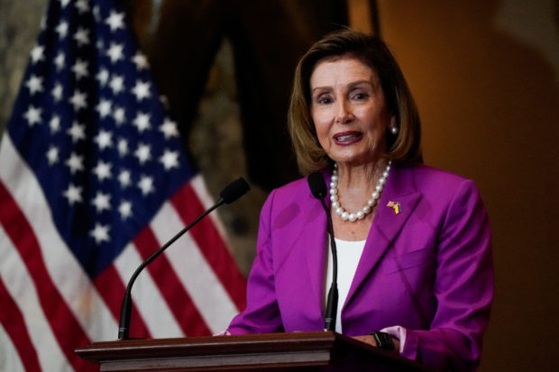 U.S. House Speaker Nancy Pelosi (D-CA) speaks during a statue dedication ceremony honoring Amelia Earhart at the U.S. Capitol in Washington, U.S., July 27, 2022. REUTERS/Elizabeth Frantz