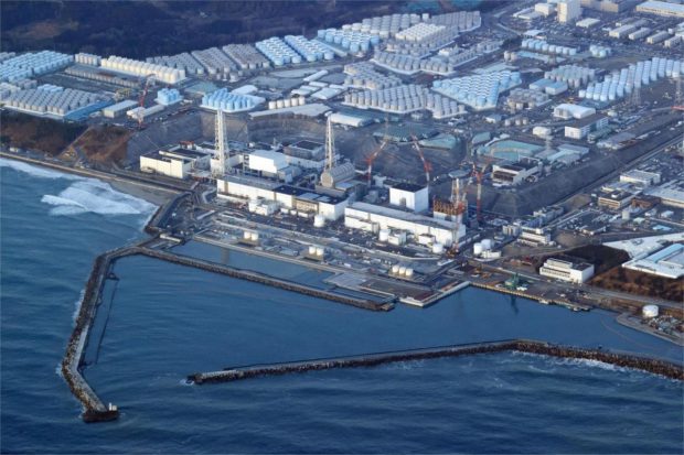 This aerial photo shows the Fukushima Daiichi nuclear power plant in Okuma town