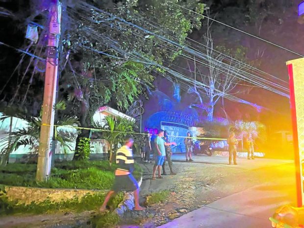 A gate at the 10th Forward Service Support Unit of the Army Support Command inside CampEdilberto Evangelista in Cagayan de Oro City has been cordoned off immediately after a fire broke out at an ammunition storage facility onMonday night. STORY: CDO mayor appeals for calm following blasts at Army camp