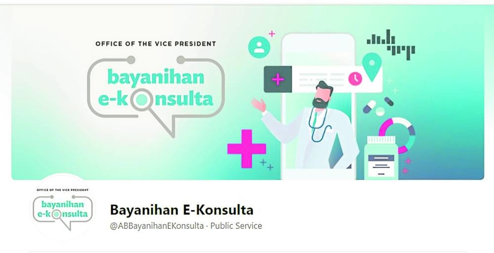 The Bayanihan e-Konsulta Facebook page when the project was still active under the Office of the Vice President