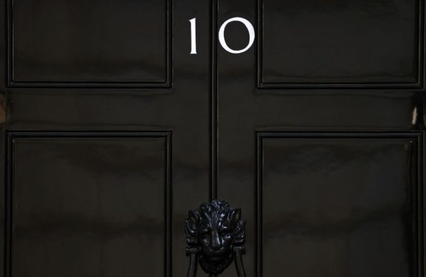 The door of 10 Downing Street, the official residence of Britain's Prime Minister, is pictured in central London on July 8, 2022.