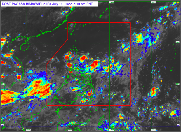 Pagasa weather satellite as of July 11, 5 p.m. Screengrab from Pagasa website.