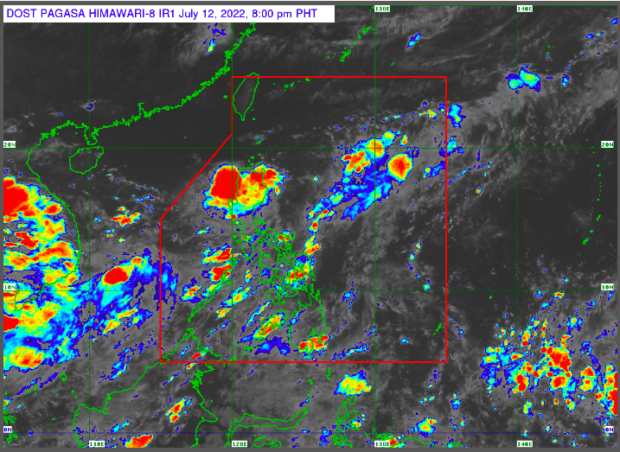 The weather satellite image from Pagasa which says rain is possible in Luzon, including Metro Manila, and Western Visayas on Wednesday