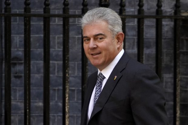 Britain's Northern Ireland Secretary Brandon Lewis arrives to attend a Cabinet meeting at 10 Downing Street in London