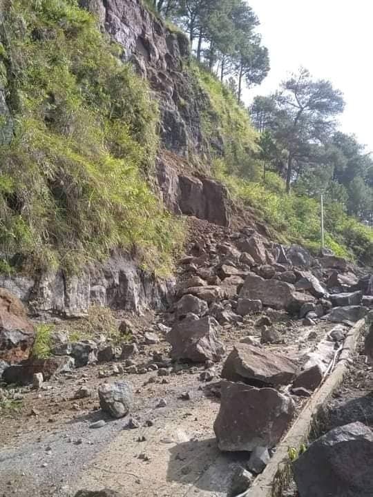Scenes following a landslide along Halsema Highway in Mountain province after a magnitude 7 earthquake this morning, July 27. | PHOTO: Mountain Province DRRM Office