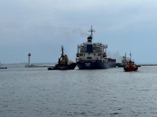 First Ukraine grain ship since start of war leaves Odesa