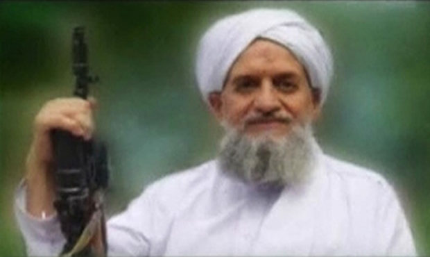 FILE PHOTO: A photo of Al Qaeda's leader, Egyptian Ayman al-Zawahiri, is seen in this still image taken from a video released on September 12, 2011.  REUTERS/SITE Monitoring Service via Reuters/File Photo