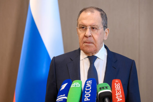 FILE PHOTO: Russian Foreign Minister Sergei Lavrov holds a news briefing after a session of Foreign Ministers Council of the Shanghai Cooperation Organization (SCO) in Tashkent, Uzbekistan July 29, 2022.   Russian Foreign Ministry/Handout via REUTERS