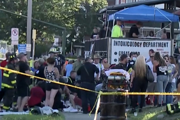 Car hits crowd outside Pennsylvania bar, killing 1 and injuring 17