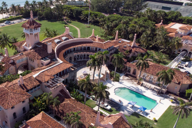 FILE PHOTO: An aerial view of former U.S. President Donald Trump's Mar-a-Lago home after Trump said that FBI agents searched it, in Palm Beach, Florida, U.S. August 15, 2022. REUTERS/Marco Bello