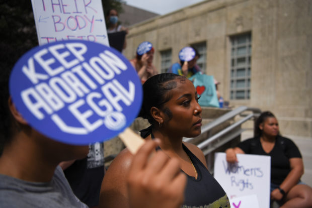 FILE PHOTO - Abortion rights protesters participate in nationwide demonstrations following the leaked Supreme Court opinion suggesting the possibility of overturning the Roe v. Wade abortion rights decision, in Houston, Texas, U.S., May 14, 2022. REUTERS/Callaghan O'Hare