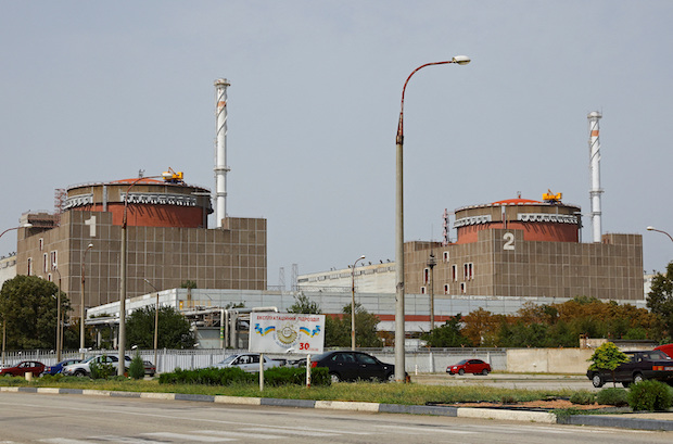 Zaporizhzhia Nuclear Power Plant near Enerhodar. STORY: Russia and Ukraine accuse each other of shelling around nuclear plant