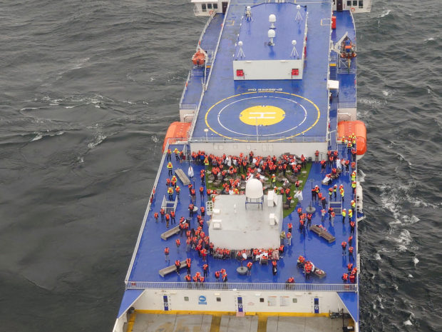 Authorities begin evacuation of fire-stricken ferry in Baltic Sea
