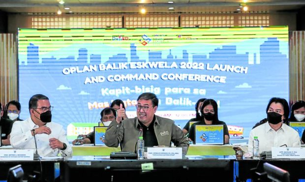 Epimaco Densing at launching of Oplan Balik Eskwela. STORY: Schools ready for in-person classes