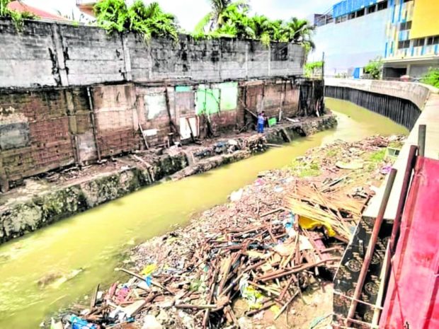 A pile of debris is left along the Kinalumsan River in Cebu City 