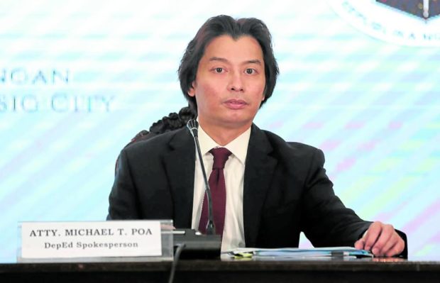 DepEd spokesperson Michael Poa. STORY: Education department eyes boost to abuse probers