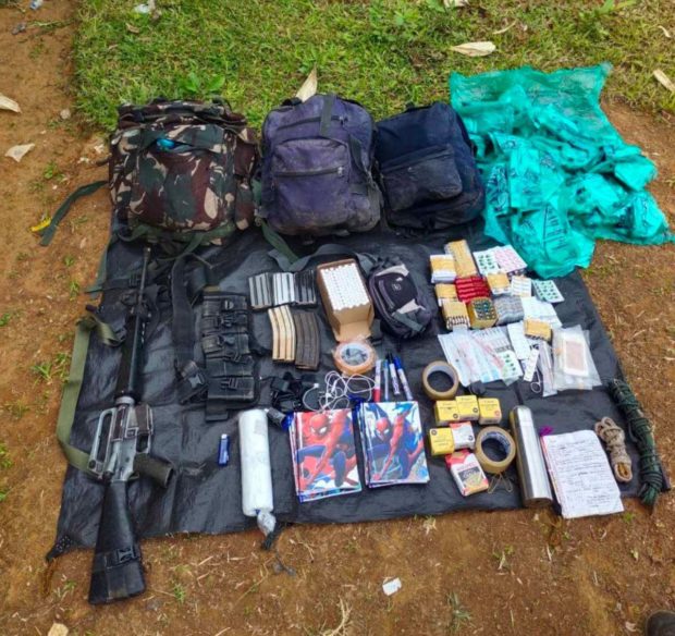 A long firearm and other materials were seized by the military following an encounter with alleged NPA members in Negros Oriental