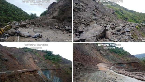The Claveria-Calanasan-Kabugao Road and the Mt. Province- Ilocos Sur via Tue Road was closed due to soil collapse and rockslides. Image from DPWH / Facebook