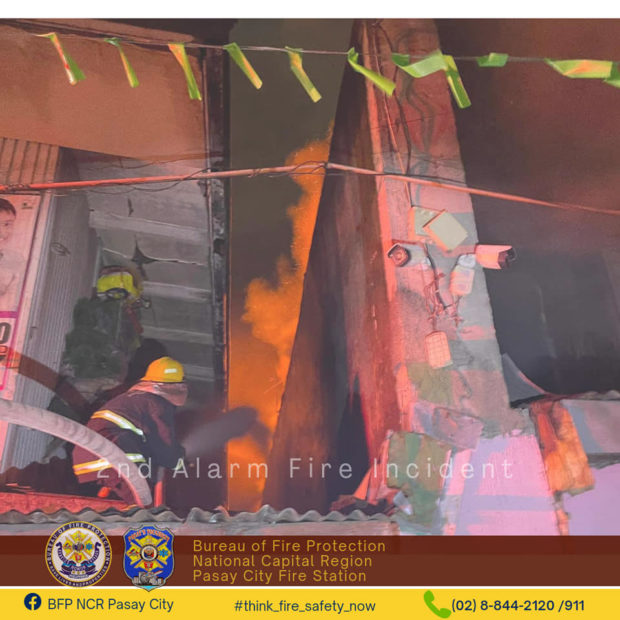 The BFP says a fire in Pasay City affected 30 houses and 50 families