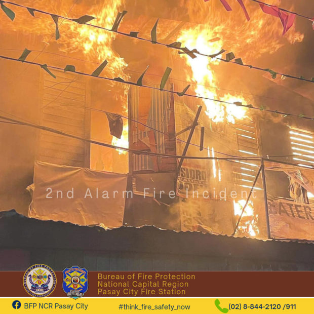 The BFP says a fire in Pasay City affected 30 houses and 50 families