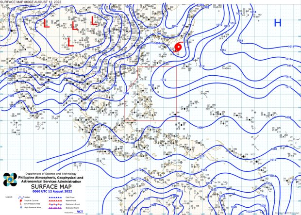 Surface map (Photo from Pagasa website)