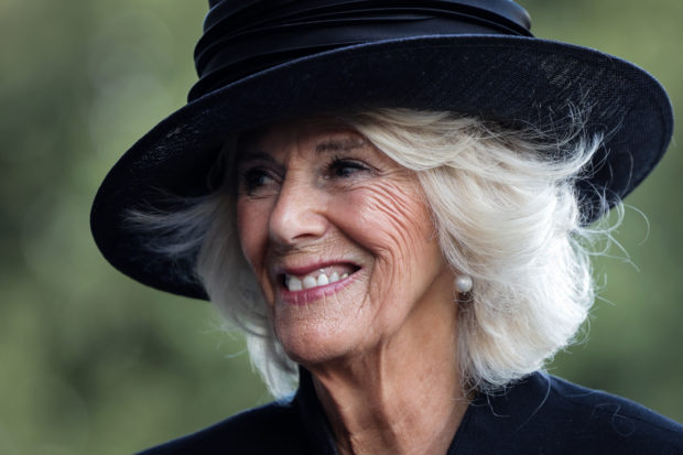 Britain's Camilla, Queen Consort reacts during a visit at Cardiff Castle, in Cardiff, in south Wales on September 16, 2022. - King Charles III heads to Wales for the last of his visits to the four nations of the United Kingdom as preparations for the queen's state funeral gather pace. (Photo by Chris Jackson / POOL / AFP)