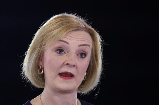 FILE PHOTO: Conservative leadership candidate Liz Truss speaks as she is interviewed by British radio host Nick Ferrari during a hustings event, part of the Conservative party leadership campaign, in London, Britain August 31, 2022. REUTERS/Hannah McKay/File Photo