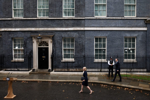 New British Prime Minister Liz Truss walks outside Downing Street Number 10, in London, Britain September 6, 2022. REUTERS/Henry Nicholls