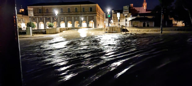 Flooded street in Senigallia, Italy.