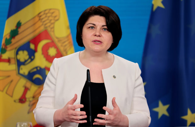 FILE PHOTO: Moldovan Prime Minister Natalia Gavrilita attends a news conference after the donor conference for Moldova to assist the country with the influx of Ukrainian refugees, in Berlin, Germany, April 5, 2022. REUTERS/Hannibal Hanschke