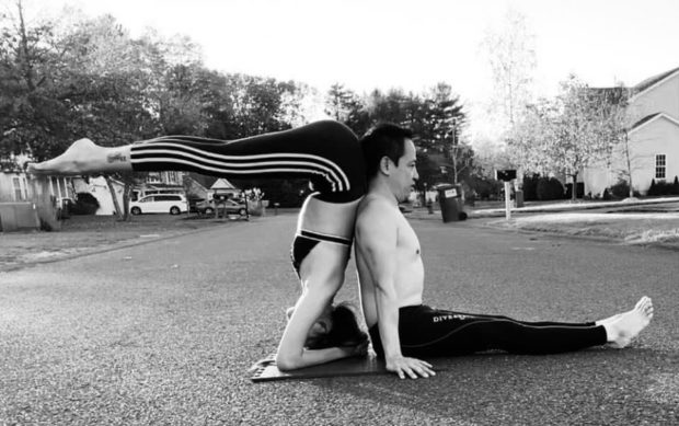 Acroyoga poses need trust between partners, as seen with the Beltrans.
