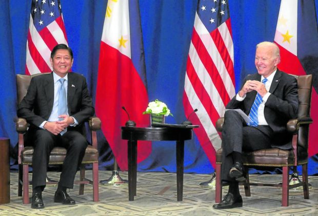 President Marcos and US President Joe Biden exchange views on preserving peace in the South China Sea, energy and food security, human rights and the Russian invasion of Ukraine. It was the first meeting between the two leaders on the sidelines of the UN General Assembly in New York on Thursday (Manila time). 