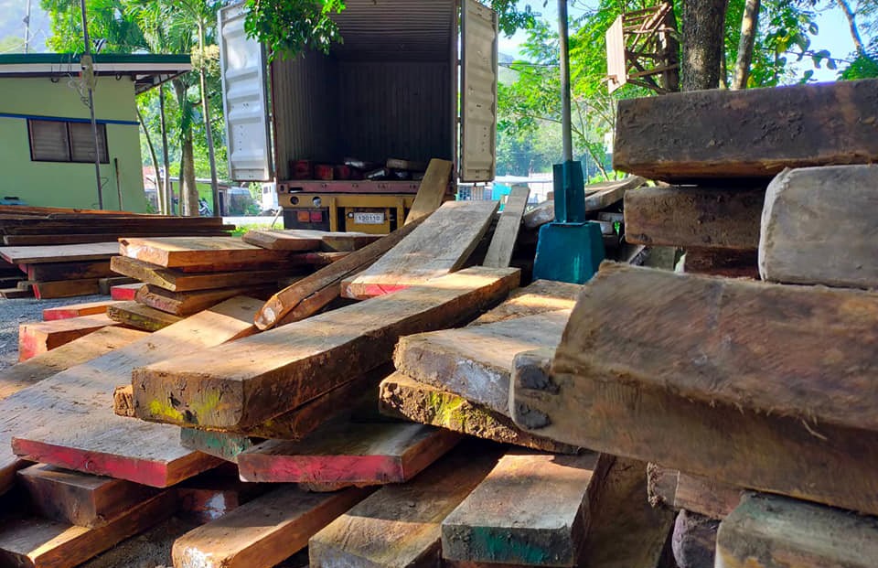 illegally cut lumber during an operation in Aritao town, Nueva Vizcaya province 