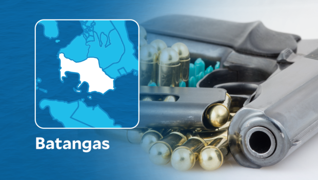 Photo of a gun with bullets and map of Batangas.