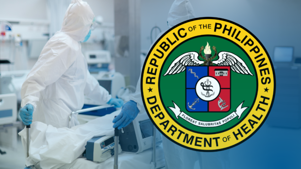 DOH logo over photo of medical workers in PPE. STORY: DOH shifts focus in COVID-19 response