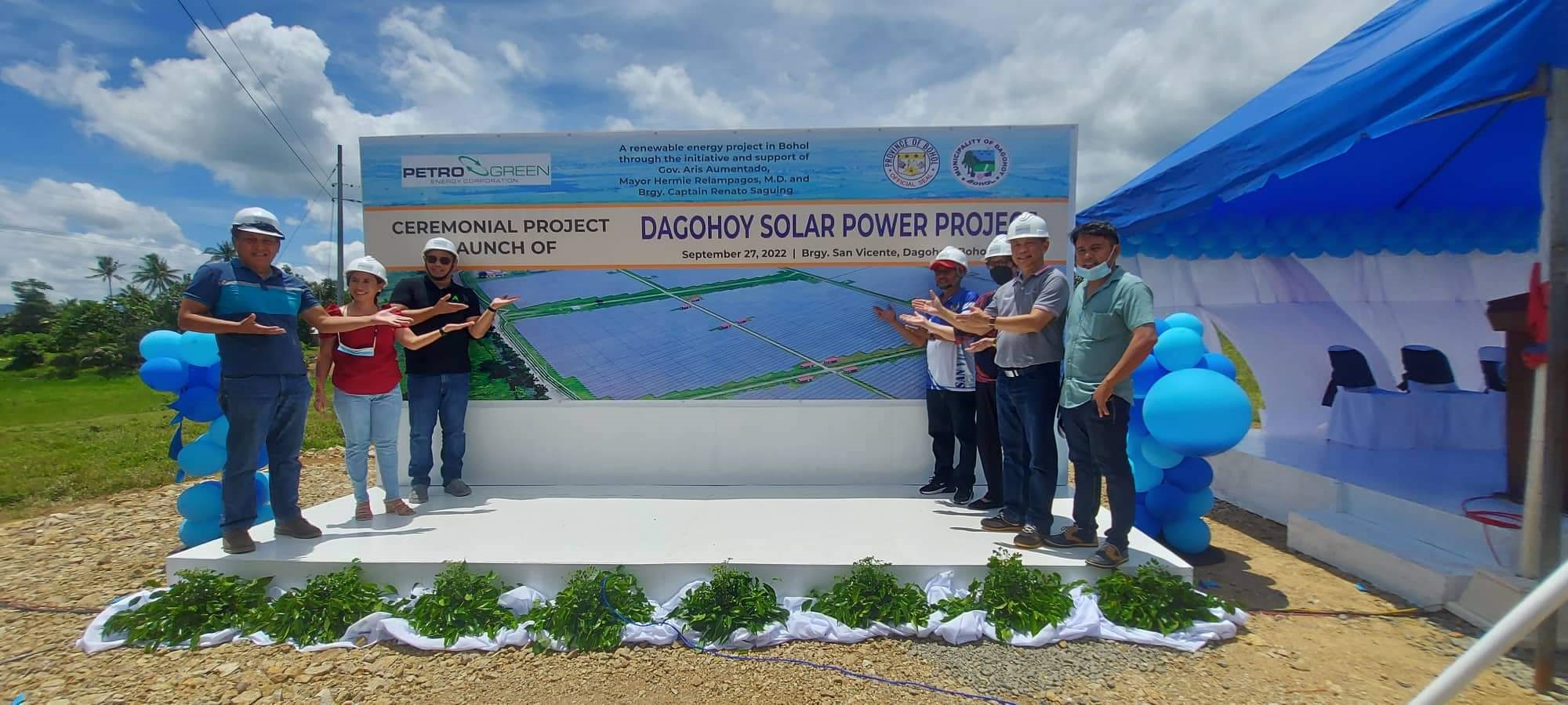 Officials attend the ceremonial project launching of the Dagohoy Solar Power Project by PetroGreenEnergy Corporation