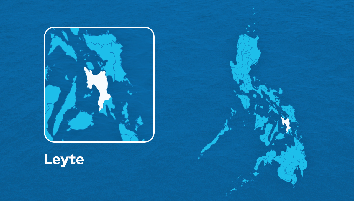 Map of Leyte for story: Cop dies after being stabbed by wife in Leyte