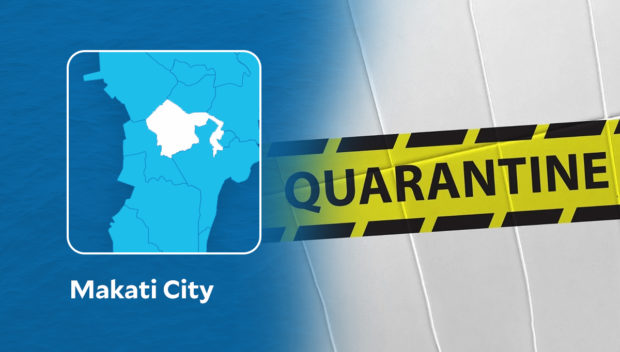 Graphic, map of Makati with quarantine sign. STORY: No jail time but ‘Poblacion Girl’ slapped with P20,000 fine