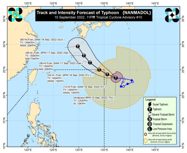 Track of 'Nanmadol'. Image from Pagasa