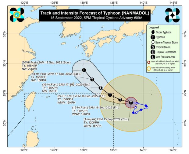 Severe Tropical Storm Namnadol is seen to enter PAR by Thursday night or Friday morning and may turn into a typhoon 