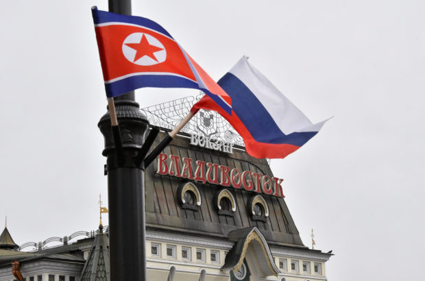 North Korea and Russia flags