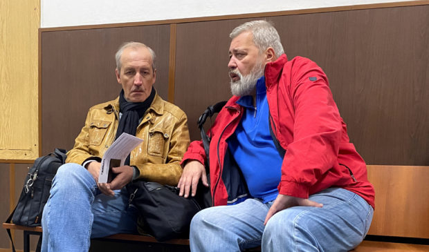 Novaya Gazeta newspaper's editor-in-chief Muratov and deputy editor-in-chief Sokolov attend a court hearing in Moscow