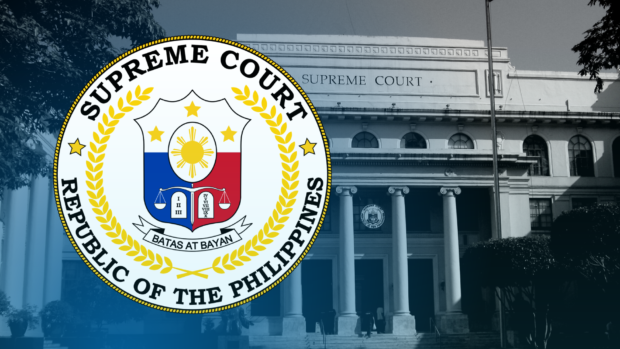 Supreme Court logo over facade of building. STORY: SC warns vs inciting attacks against judges