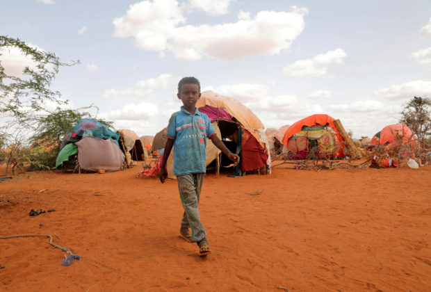 Abdulahi Hassan, 3, walks at the Kaxareey camp for the internally displaced people in Dollow, Gedo region of Somalia May 24, 2022. Picture taken May 24, 2022. REUTERS/Feisal Omar/File Photo