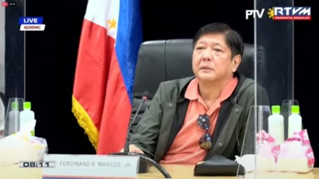 President Ferdinand "Bongbong" Marcos Jr. during a briefing with the NDRRMC after the onslaught of Typhoon Karding. Image from NDRRMC