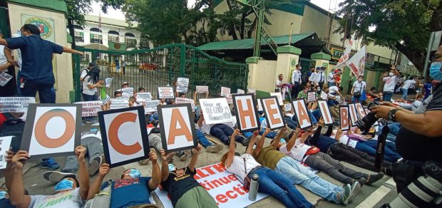 Protest at DOH of AHW members on Sept. 6, 2022. STORY: Health workers ask for unreleased benefits, higher pay
