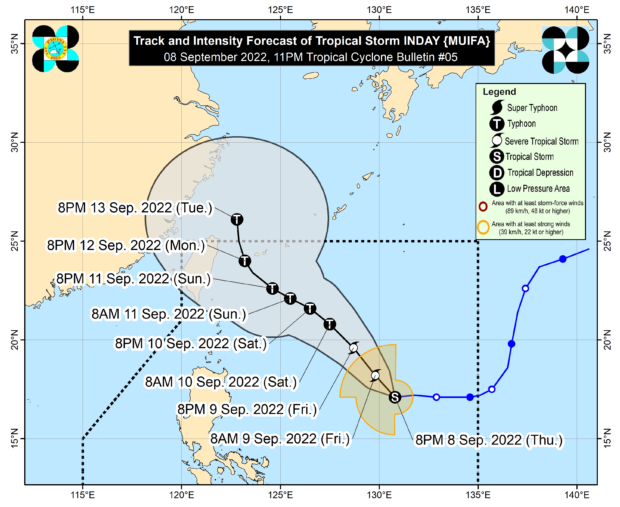 Track of Typhoon Inday. Image from Pagasa